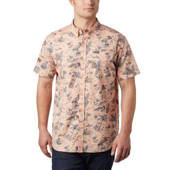 Columbia Muške Košulje - Rapid Rivers Printed Short Sleeve Svijetlo Koraljne | BLCV-29180